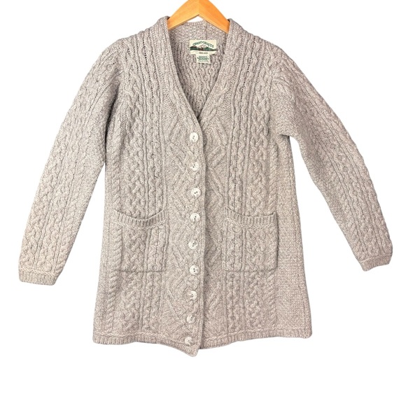 Aran Crafts 100% Merino Wool Cable Knit Boyfriend Cardigan – Women’s Sz S - Picture 2 of 10